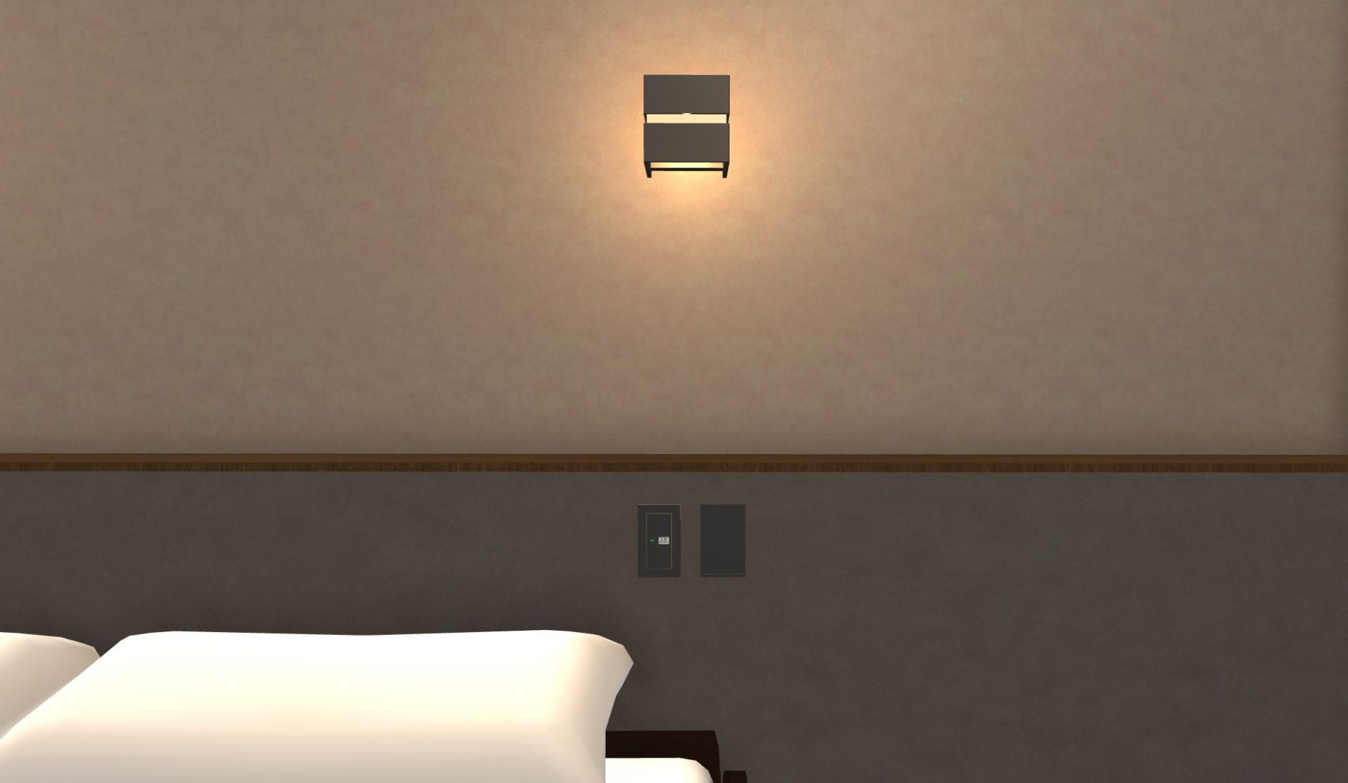 ふかし壁には照明スイッチとコンセントを設置