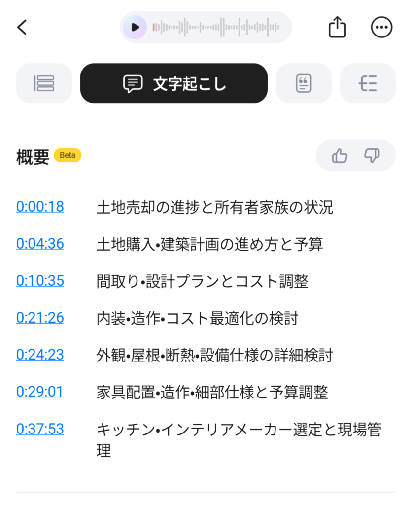 文字起こしの目次